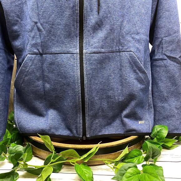 Mens Fleece Full-Zip Hooded Hoodie Active Activewear Fleece Sweatshirt XL Blue - Picture 2 of 7